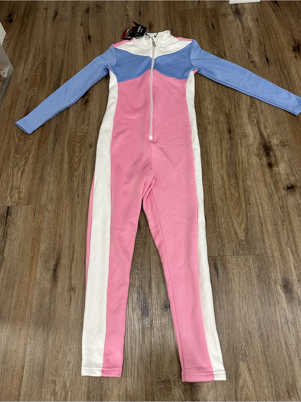Colorblock Kids One-Piece Zip Bodysuit in Pink, Blue & White
